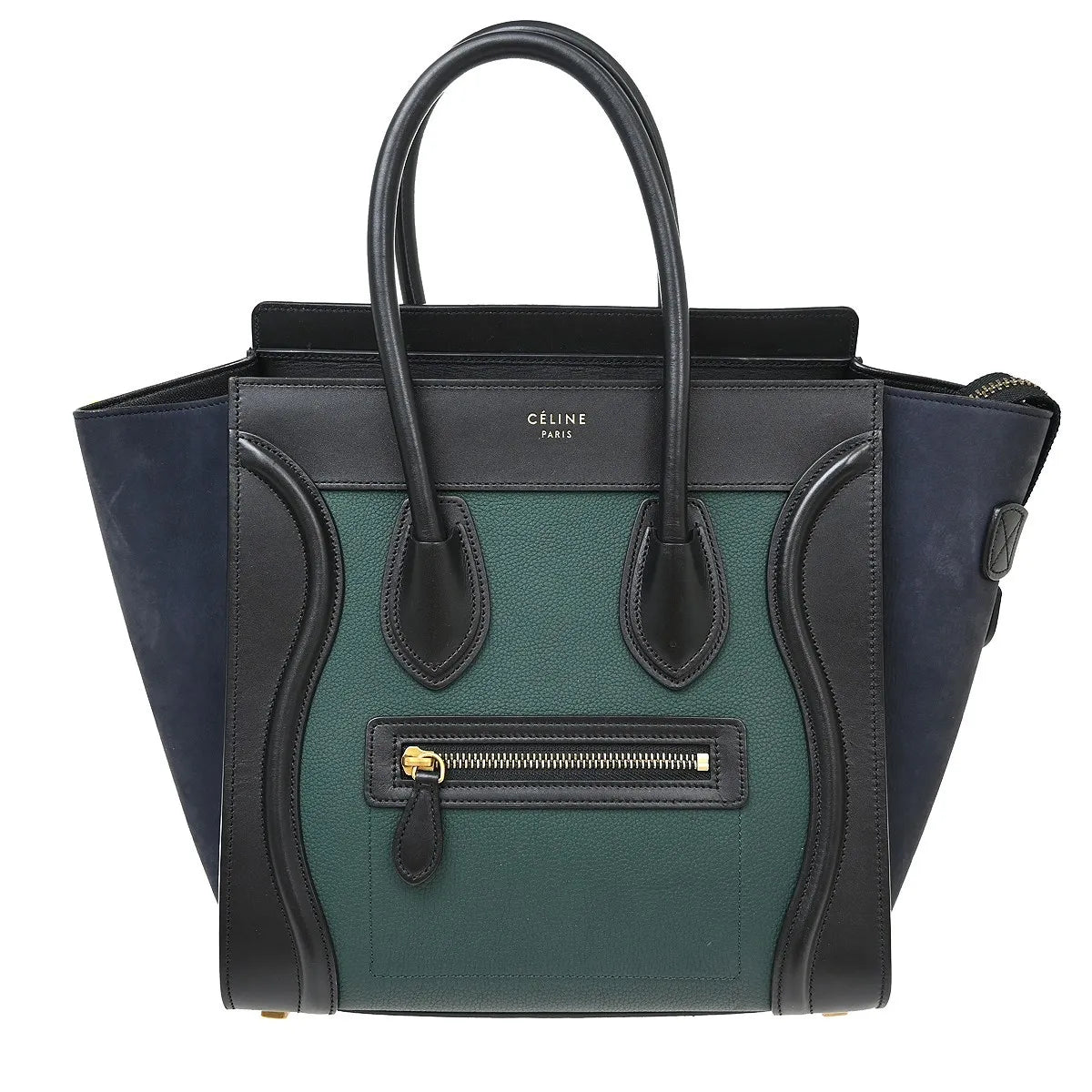 Celine Tricolor Shoulder Luggage Leather, Multicolour, Leather, Tote Bag