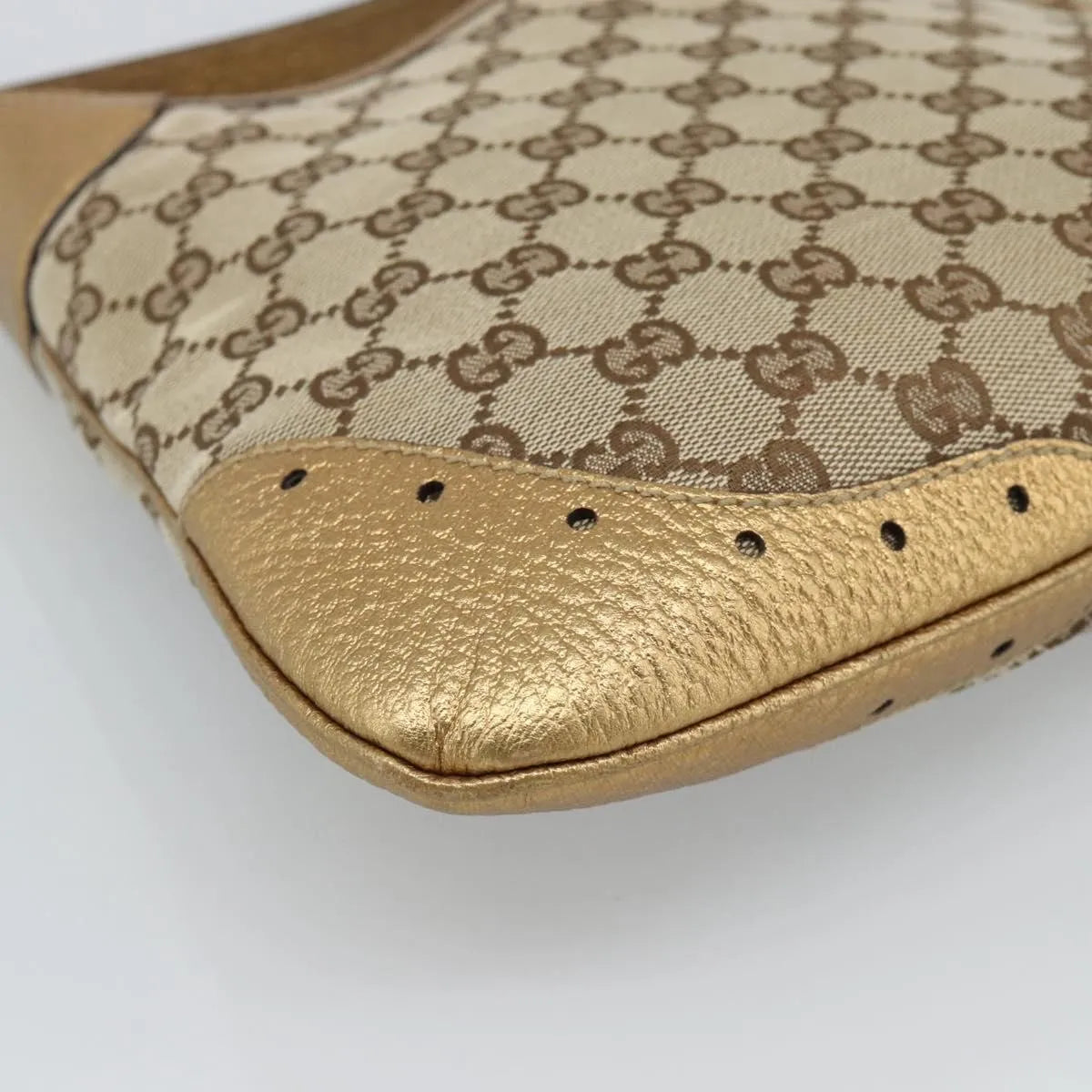 Gucci Vintage Jackie O Chain Hobo GG Canvas, Beige, Canvas, Handbag