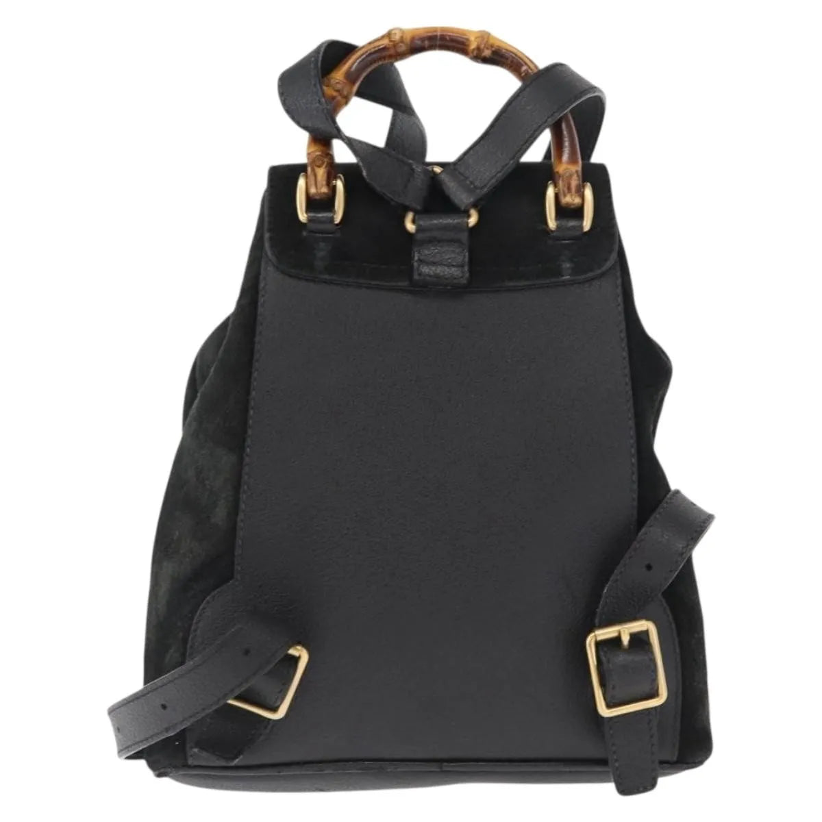 Gucci Vintage Bamboo Suede, Black, Suede, Backpack