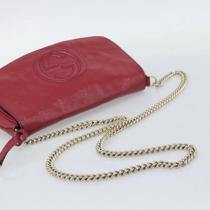 Gucci Soho Chain Patent, Pink, Patent Leather, Shoulder Bag