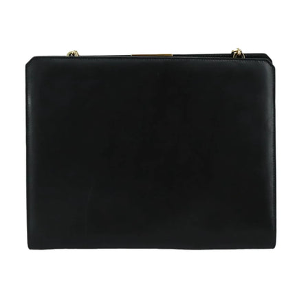 Salvatore Ferragamo Vintage Gancini Chain Leather, Black, Leather, Shoulder Bag