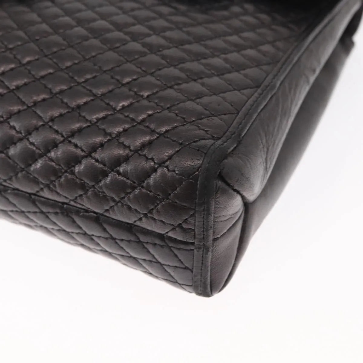 Bally Vintage Chain Quilted Leather, Black, Leather, Shoulder Bag