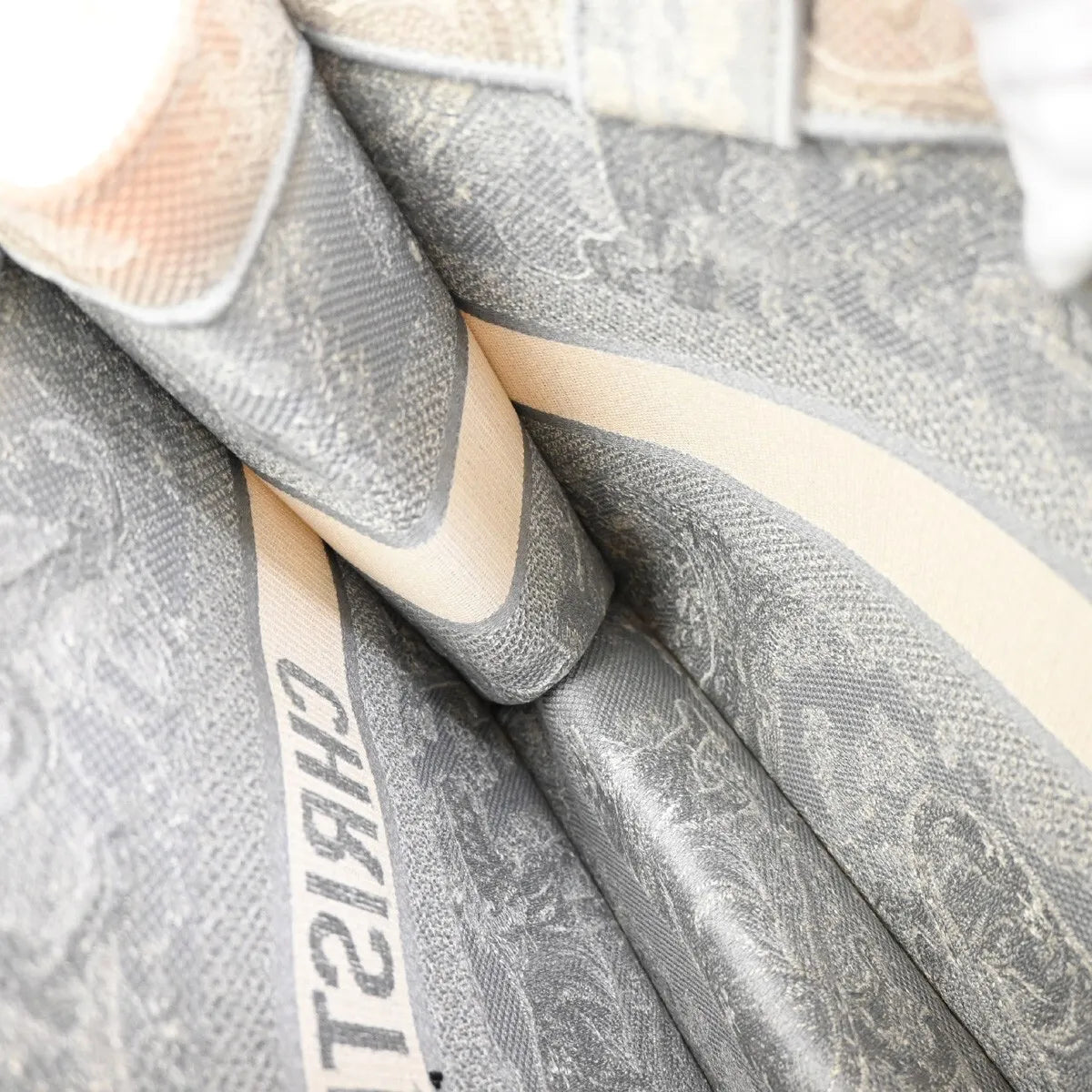 Christian Dior Book Tote Embroidered Canvas, Gray, Canvas, Tote bag