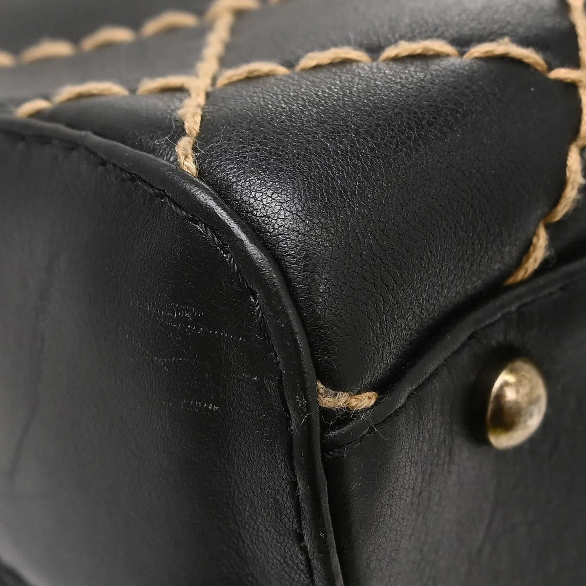 Chanel Surpique Zip Around Satchel Quilted Leather, Black, Leather, Handbag