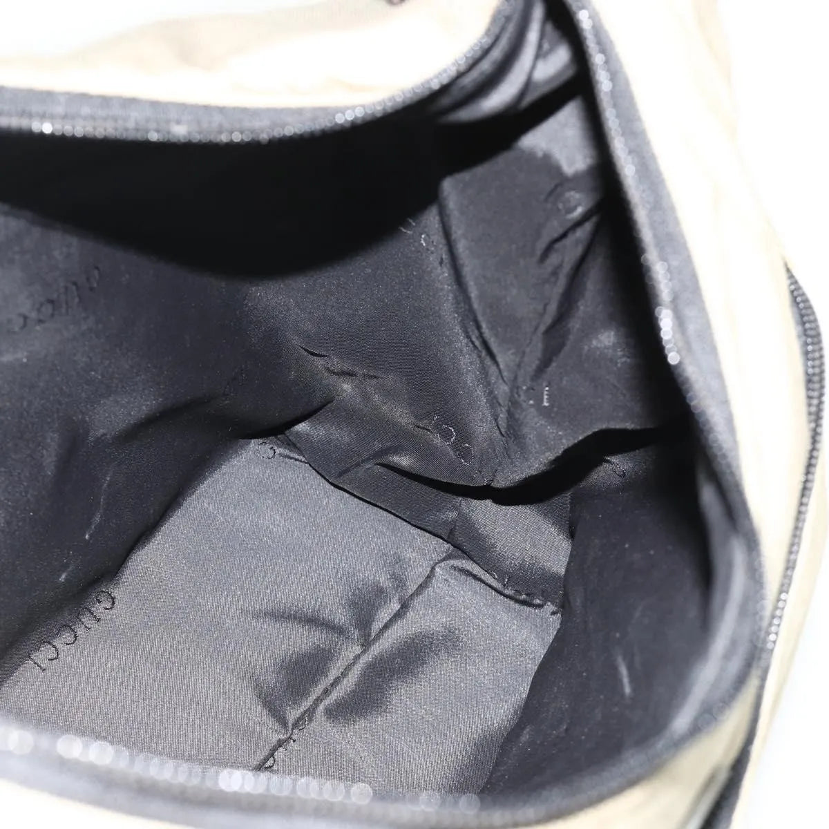 Gucci Double Pocket Hobo Nylon, Beige, Nylon, Shoulder Bag