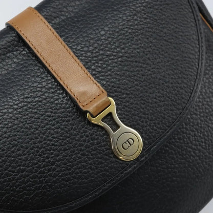 Christian Dior Vintage CD Logo Leather, Black, Leather, Shoulder Bag
