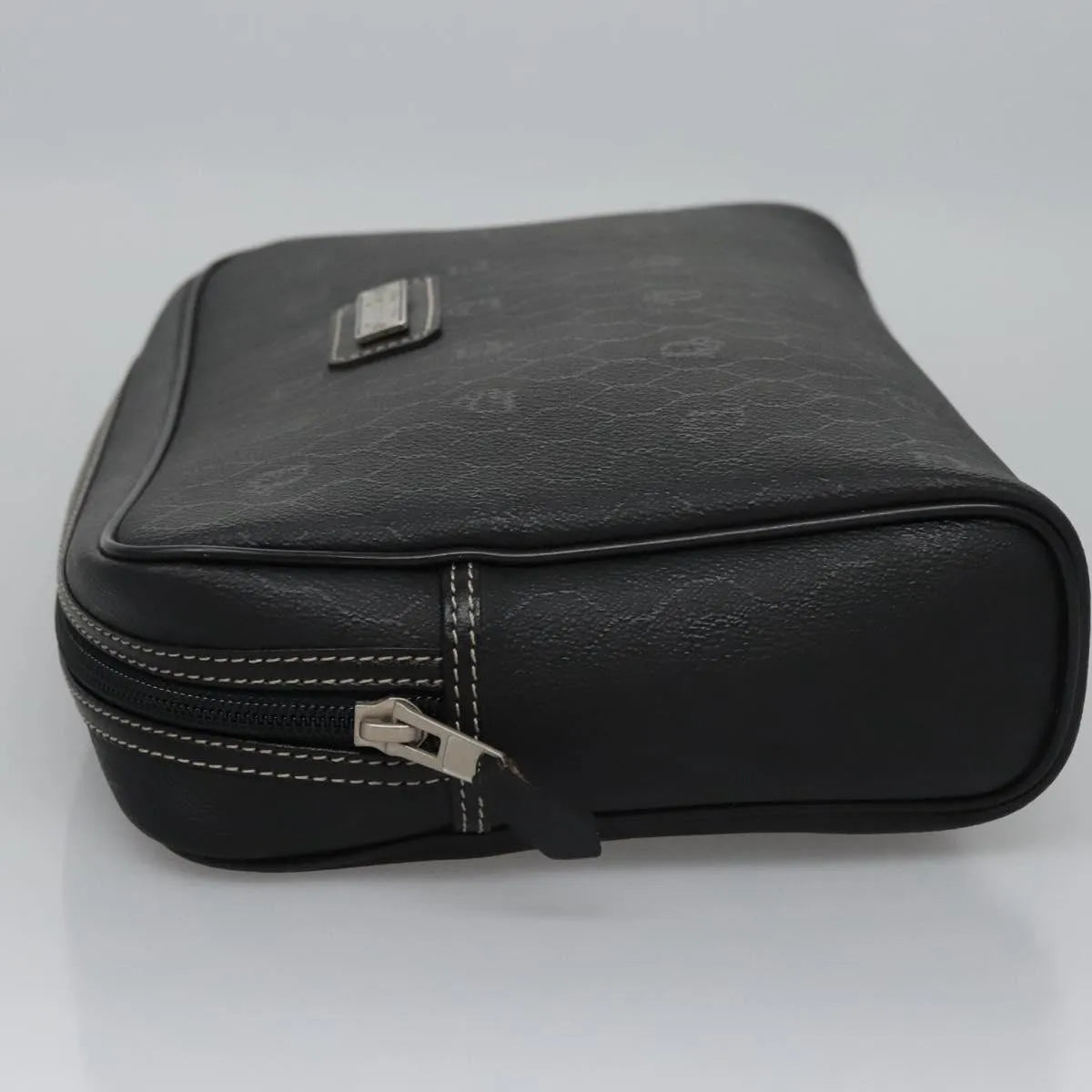 Christian Dior Vintage Honeycomb Zip Coated Canvas, Black, Canvas, Clutch