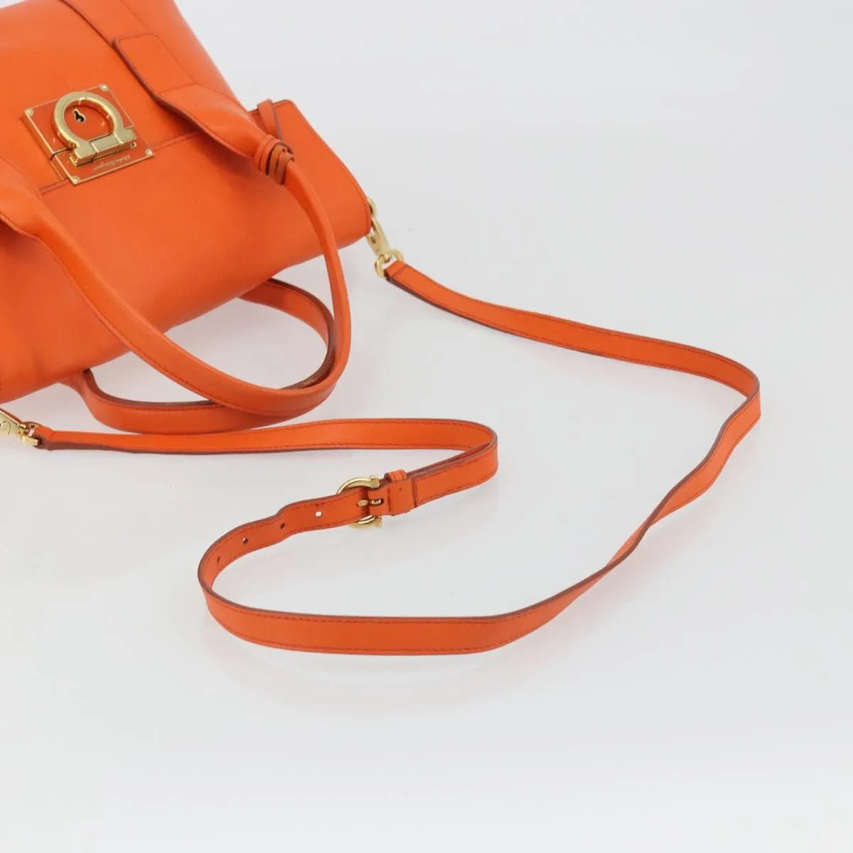 Salvatore Ferragamo Sookie Satchel Leather, Orange, Leather, Handbag