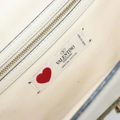 Valentino Garavani Glam Lock Leather, White, Leather, Shoulder Bag
