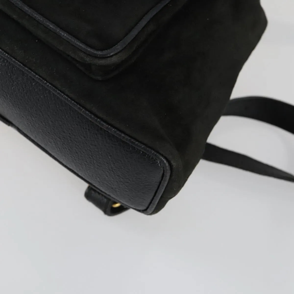 Gucci Vintage Bamboo Suede, Black, Leather, Backpack