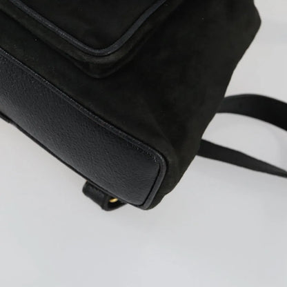 Gucci Vintage Bamboo Suede, Black, Leather, Backpack