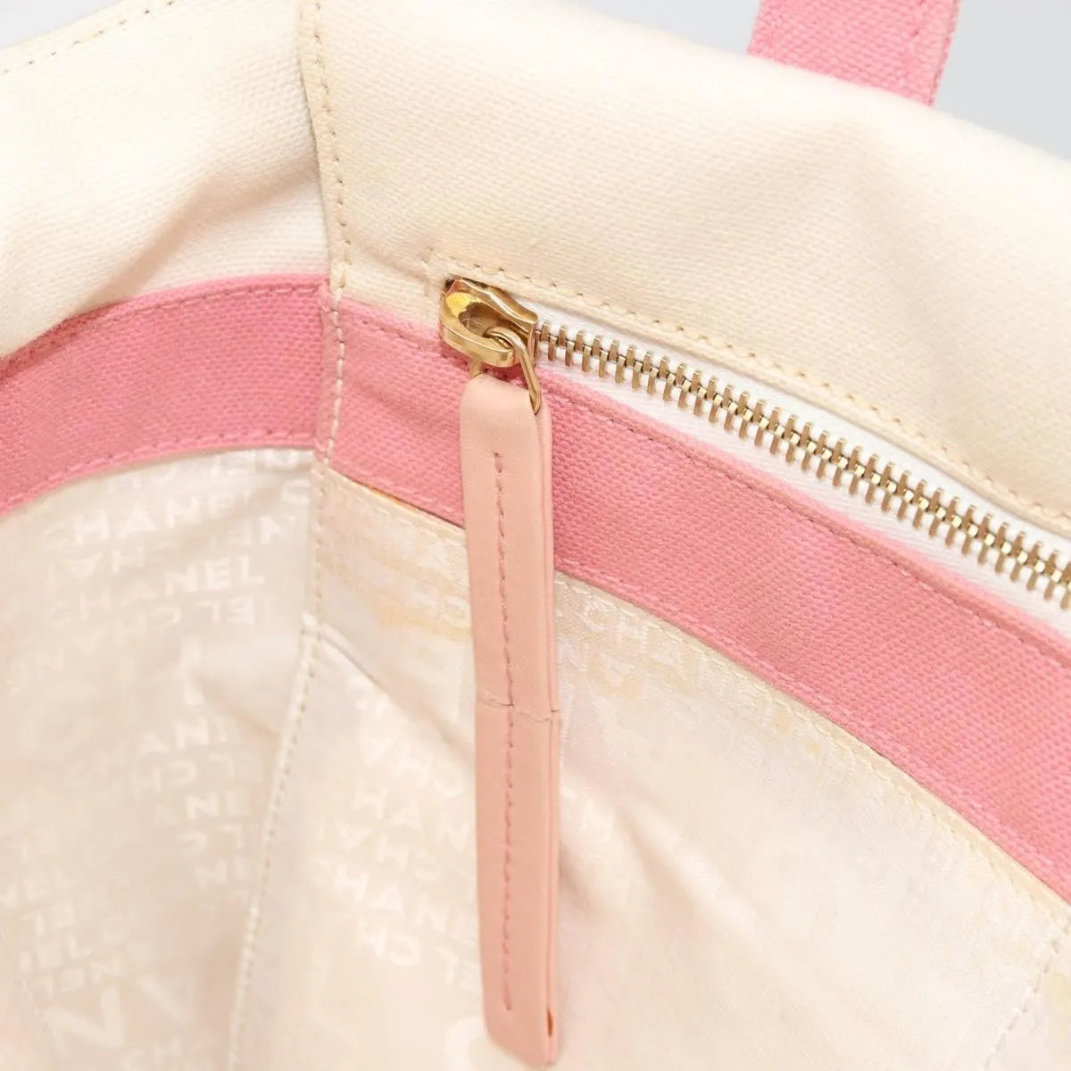 Chanel Vintage CC Tote Canvas, Beige, Canvas, Tote Bag