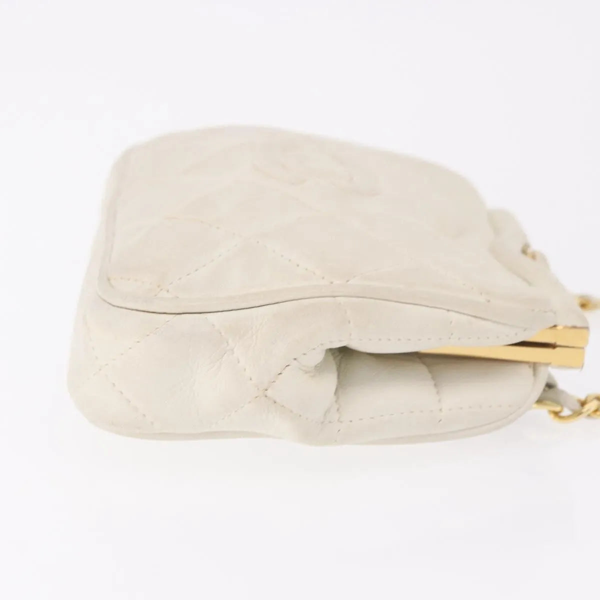 Chanel Vintage Diamond CC Tassel Quilted Lambskin, White, Leather, Shoulder Bag
