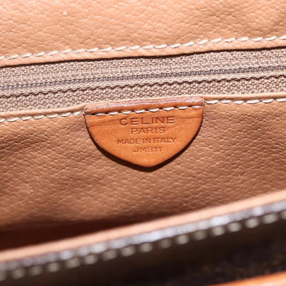 Celine Vintage Macadam Canvas and Leather, Brown, Canvas, Shoulder Bag