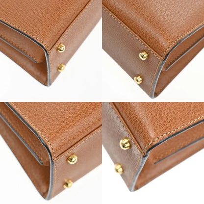 Gucci Vintage Lady Lock Top Handle Leather, Brown, Leather, Shoulder Bag