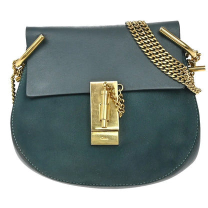 Chloe Drew Leather and Suede, Blue, Suede, Shoulder Bag