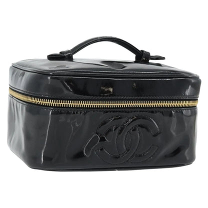 Chanel Vintage Timeless Cosmetic Case Patent, Black, Patent Leather, Handbag