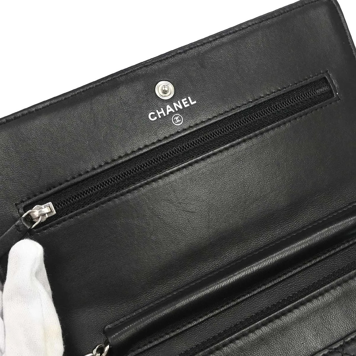 Chanel Wallet on Chain Quilted Lambskin, Black, Leather, Wallet
