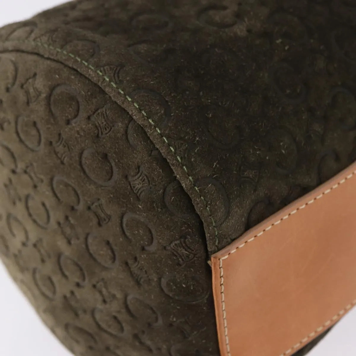Celine C Macadam Suede and Leather, Green, Suede, Handbag