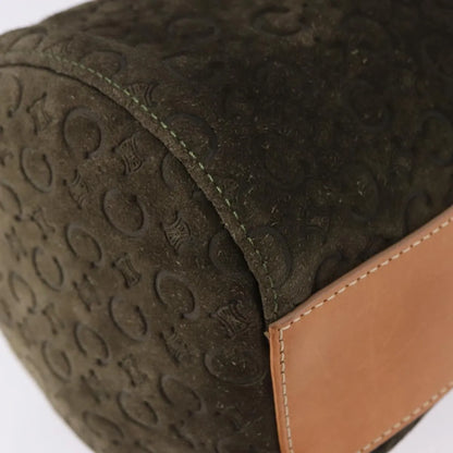 Celine C Macadam Suede and Leather, Green, Suede, Handbag