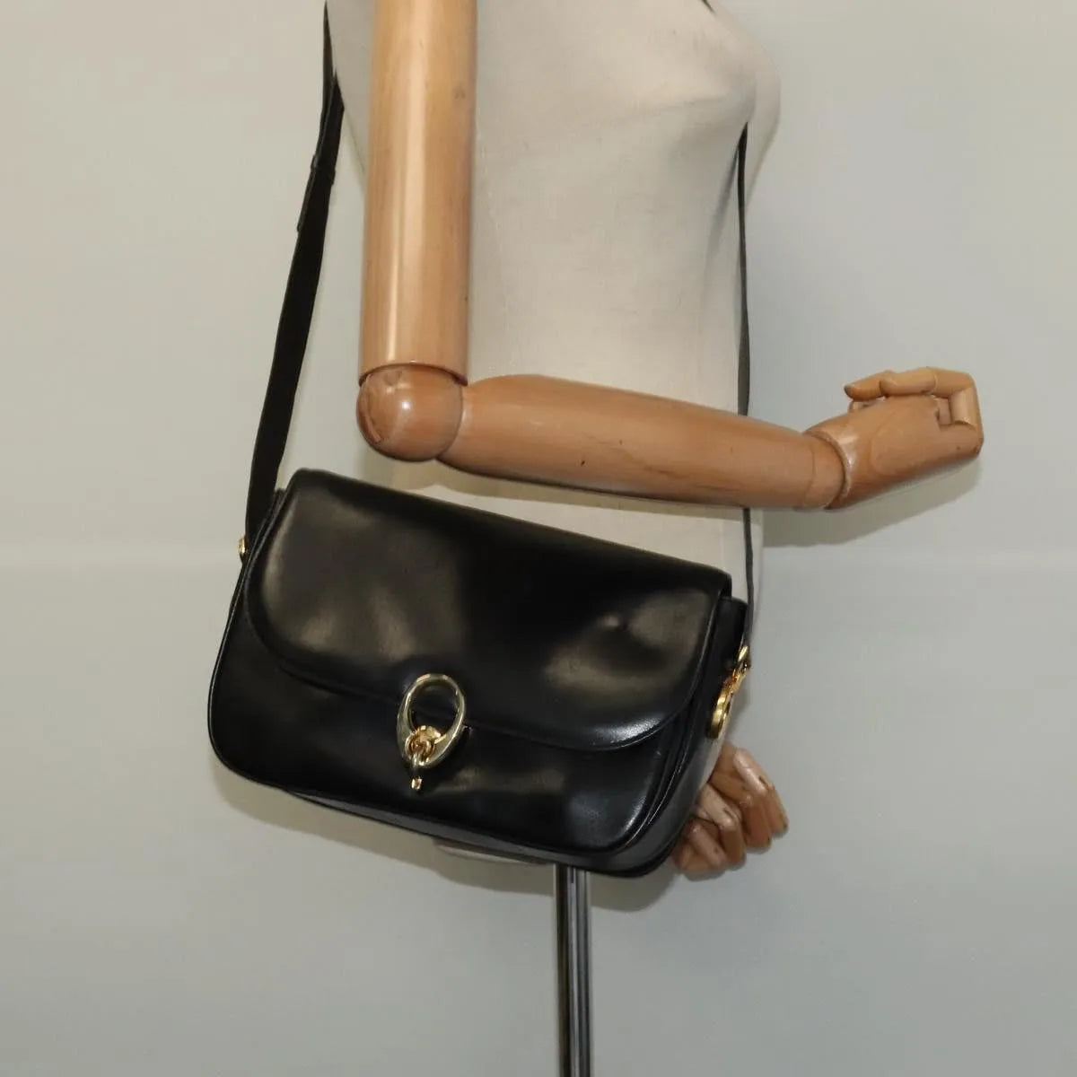 Celine Vintage Leather, Black, Leather, Shoulder Bag