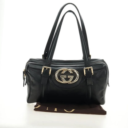 Gucci Britt Boston Duffle Leather, Black, Leather, Handbag