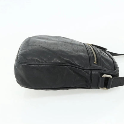 Gucci Front Zip Messenger Guccissima Leather, Black, Leather, Shoulder Bag