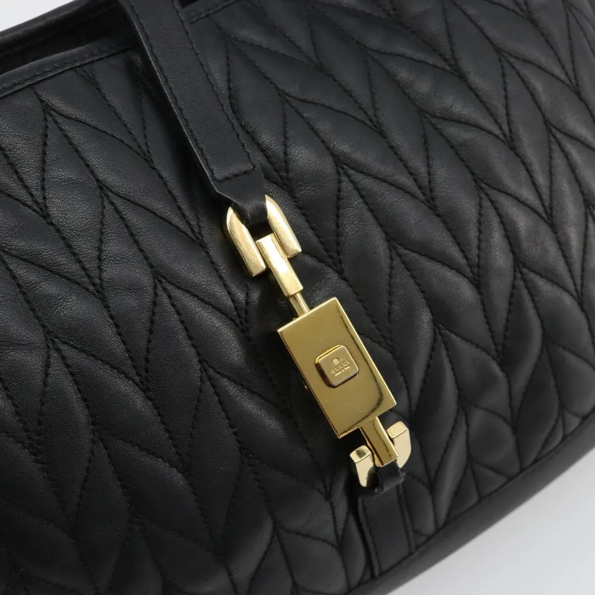 Gucci Vintage Jackie Shoulder Canvas and Leather, Black, Leather, Handbag