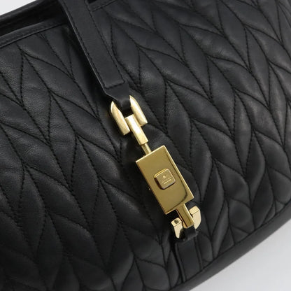 Gucci Vintage Jackie Shoulder Canvas and Leather, Black, Leather, Handbag