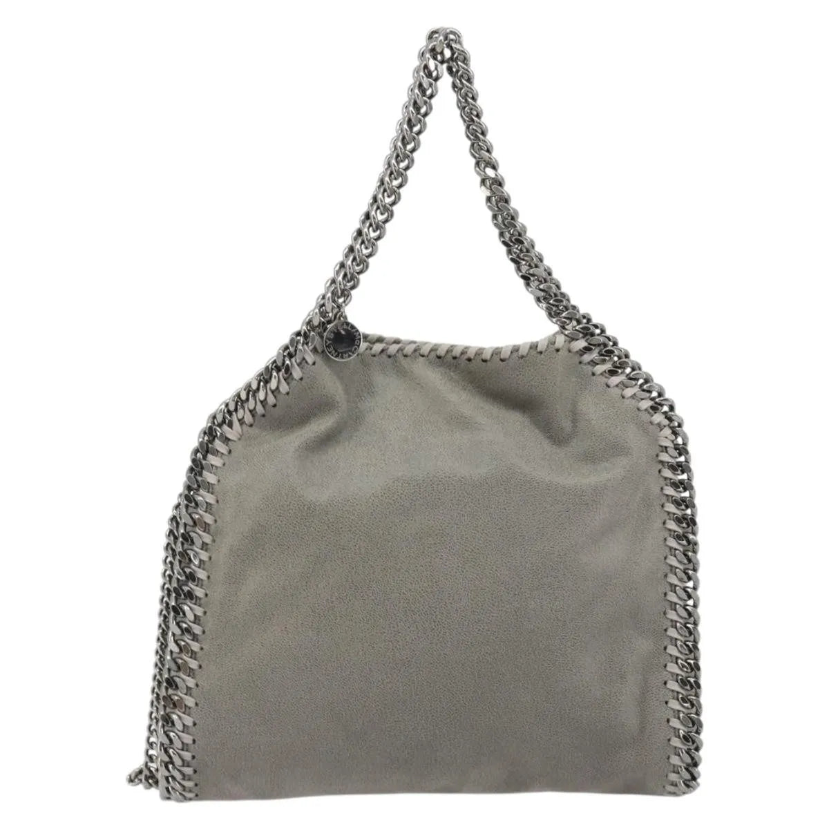 Stella McCartney Falabella Fold Over Faux Leather, Gray, Polyester, Shoulder Bag