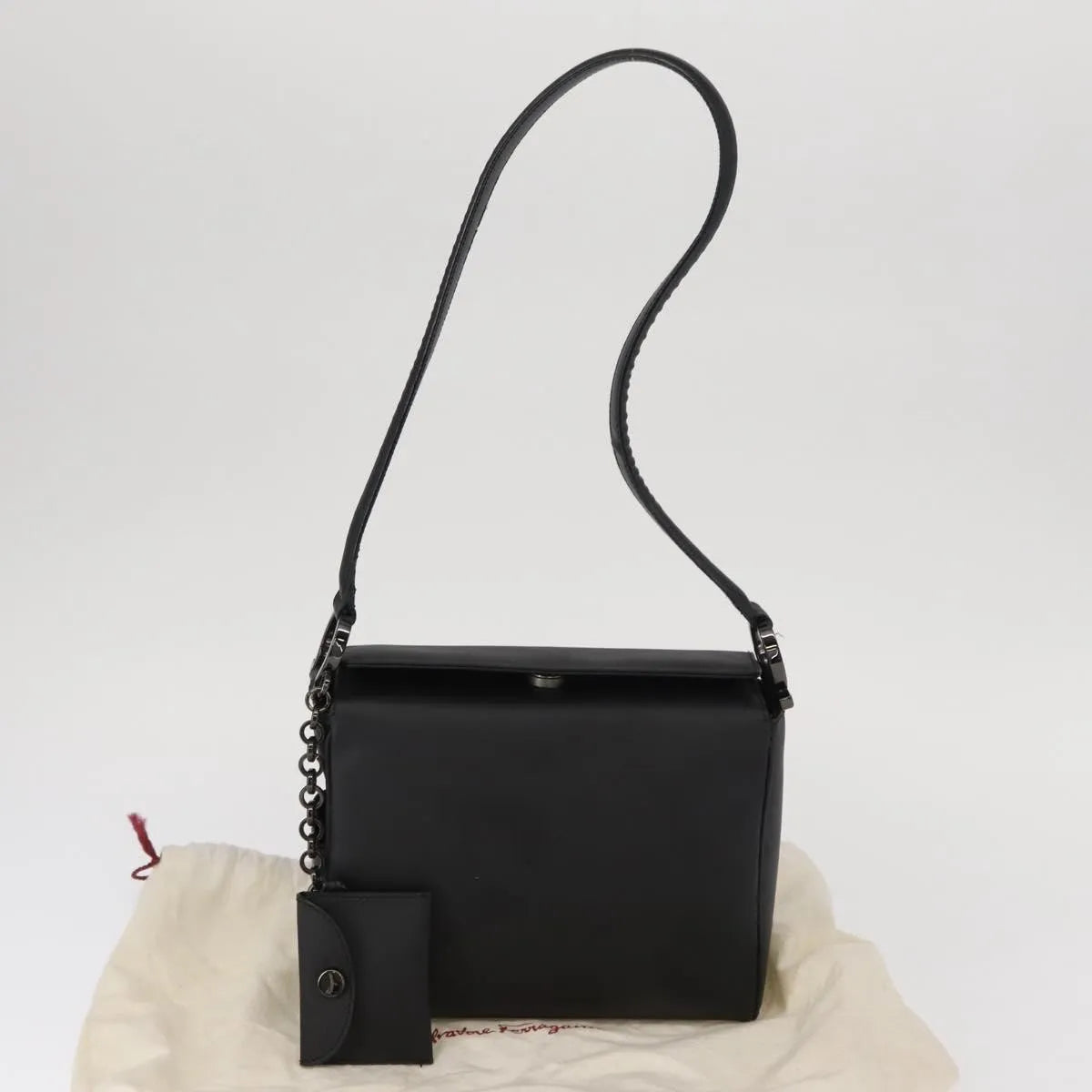 Salvatore Ferragamo Gancini Patent leather, Black, Patent Leather, Shoulder Bag