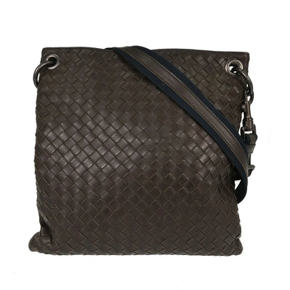 Bottega Veneta Intrecciato Shoulder Leather, Brown, Leather, Shoulder Bag