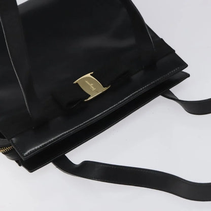 Salvatore Ferragamo Vala Leather, Black, Leather, Shoulder Bag