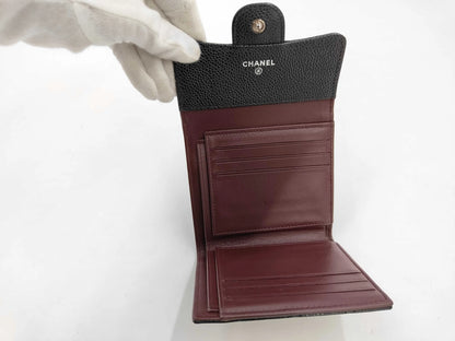 Chanel Classic Flap Card Case Quilted Caviar, Black, Leather, Wallet