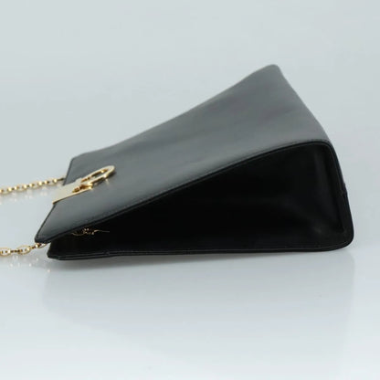 Salvatore Ferragamo Vintage Gancini Chain Leather, Black, Leather, Shoulder Bag