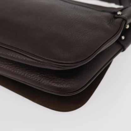 Salvatore Ferragamo Gancini Leather, Brown, Leather, Shoulder Bag