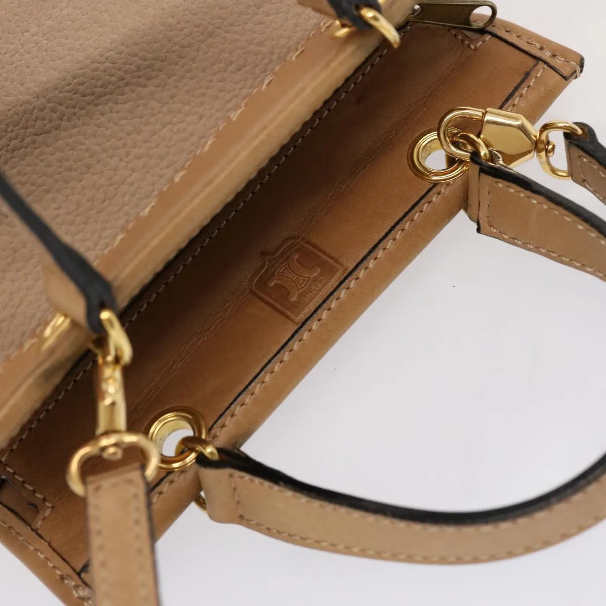 Celine vintage Leather, Beige, Leather, Handbag