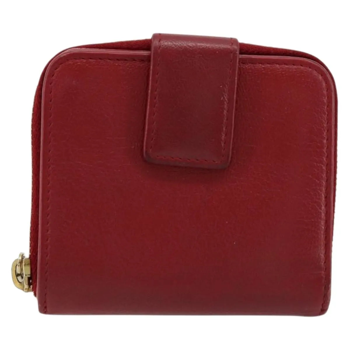 Saint Laurent Zipped Bifold Leather, Red, Leather, Wallet