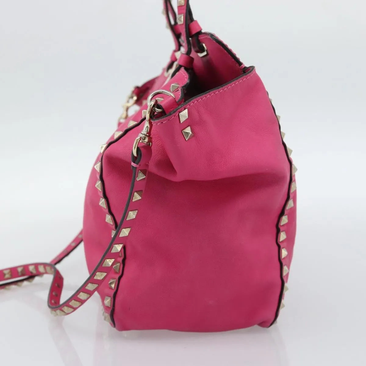 Valentino Garavani Rockstud Tote Textured Leather, Pink, Leather, Tote Bag