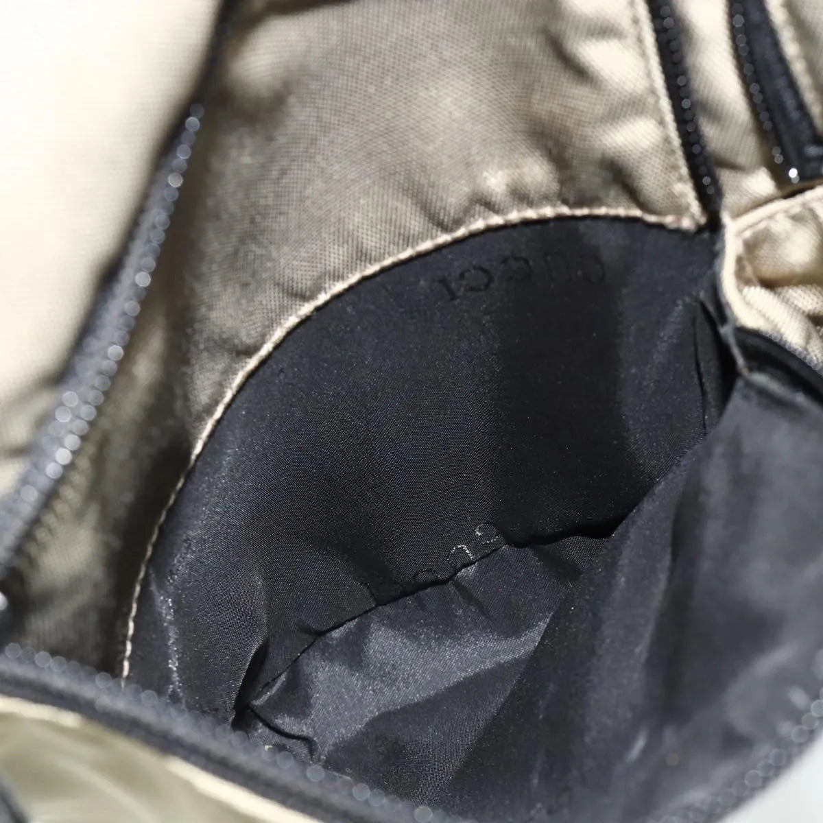 Gucci Double Pocket Hobo Nylon, Beige, Nylon, Shoulder Bag