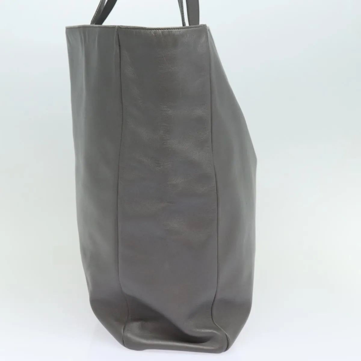 Saint Laurent Reversible North South Shopper Tote Leather, Gray, Leather, Tote Bag