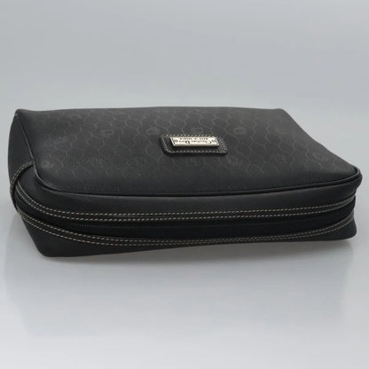 Christian Dior Vintage Honeycomb Zip Coated Canvas, Black, Canvas, Clutch