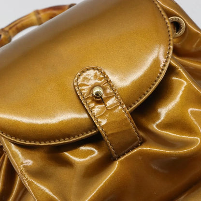 Gucci Vintage Bamboo Patent, Gold, Patent Leather, Backpack