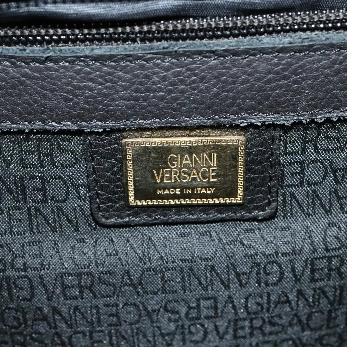 Versace Vintage Leather, Black, Leather, Briefcase