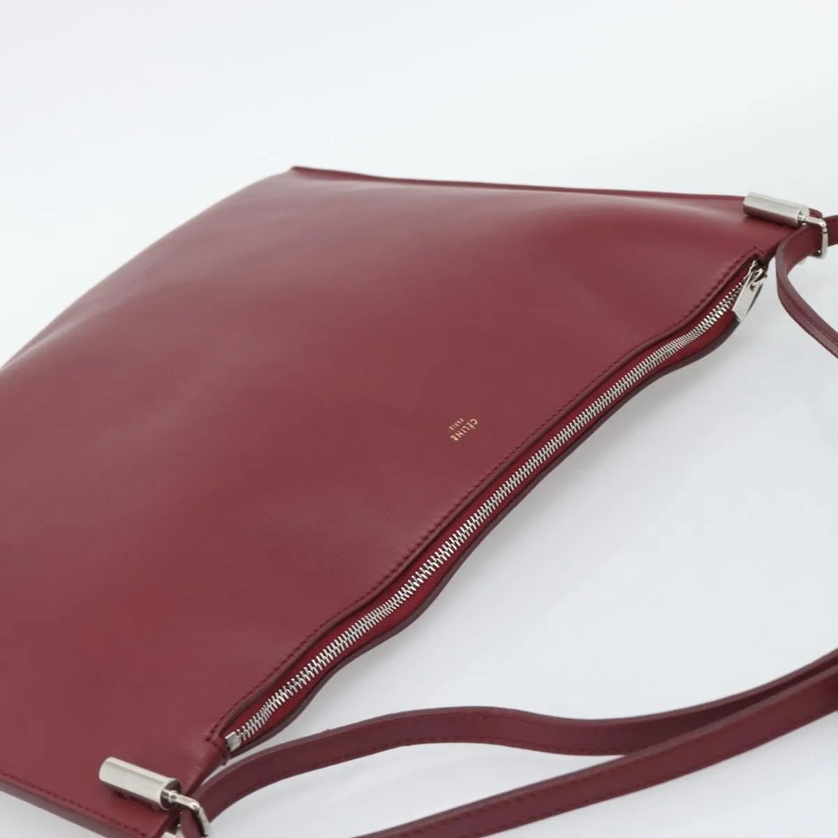 Celine Fortune Cookie Convertible Leather, Burgundy, Leather, Shoulder Bag