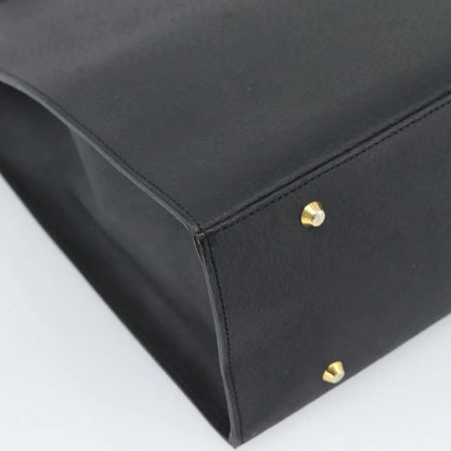 Saint Laurent Vintage Leather, Black, Leather, Tote Bag