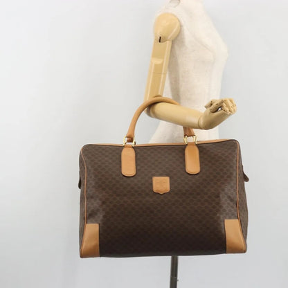 Celine boston Macadam Canvas, Brown, PVC, Travel Bag