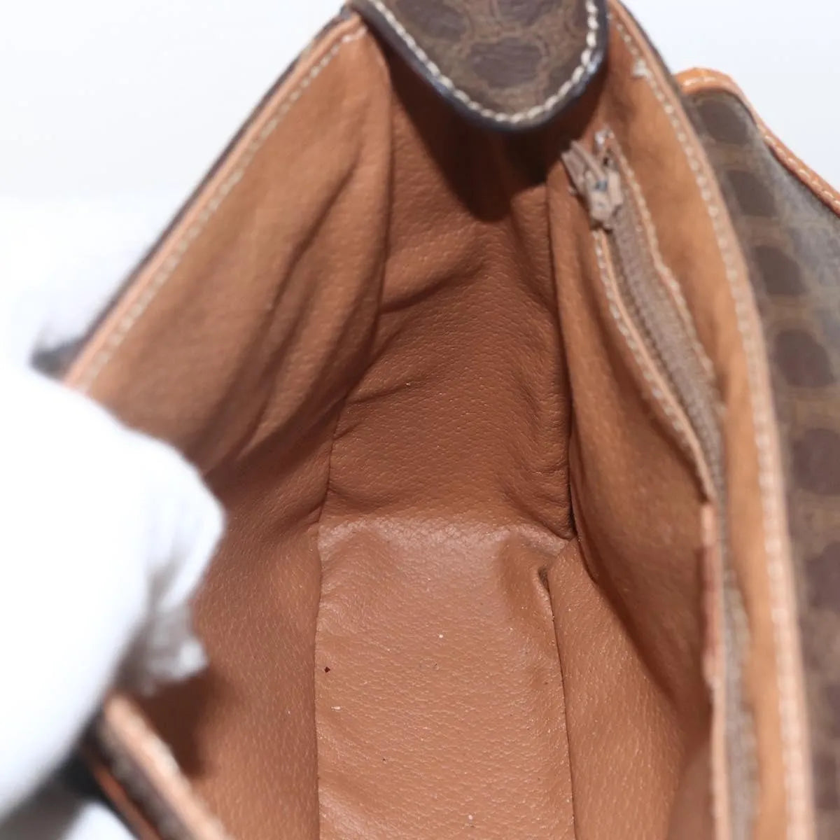 Celine Vintage Macadam Canvas and Leather, Brown, Canvas, Shoulder Bag