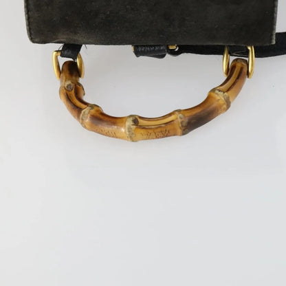 Gucci Vintage Bamboo Suede, Black, Leather, Backpack