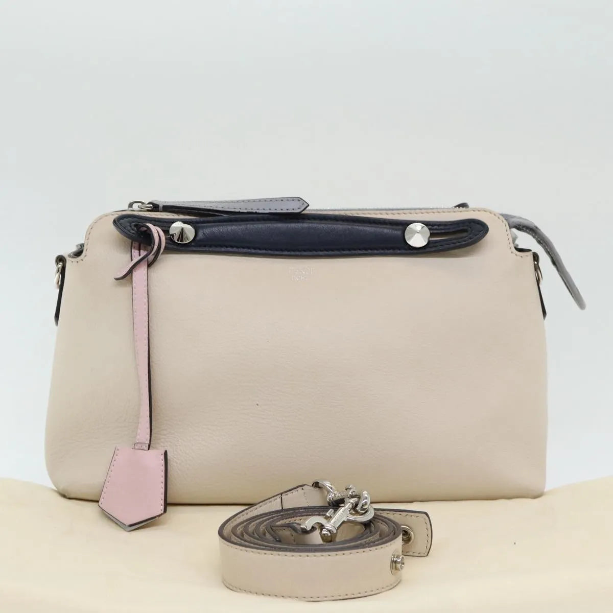 Fendi By The Way Satchel Leather, Beige, Leather, Handbag